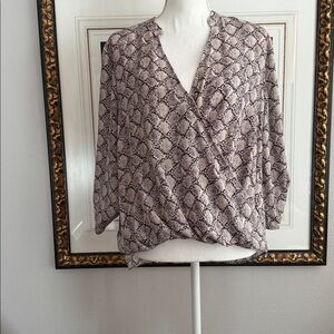 All in Favor Beige and Black Patterned Top